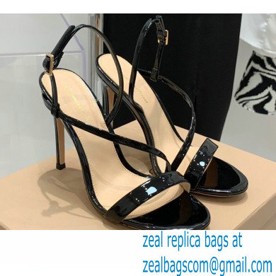 Gianvito Rossi Heel 10.5cm Manhattan Patent Leather Sandals Black 2022 - Click Image to Close