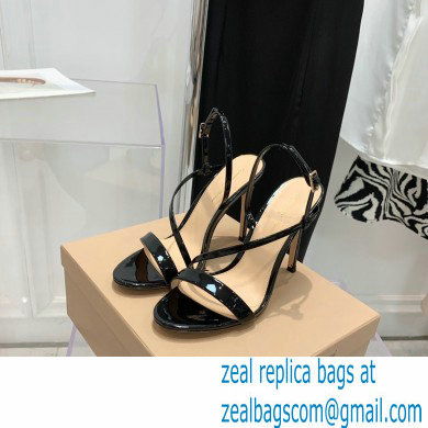 Gianvito Rossi Heel 10.5cm Manhattan Patent Leather Sandals Black 2022 - Click Image to Close