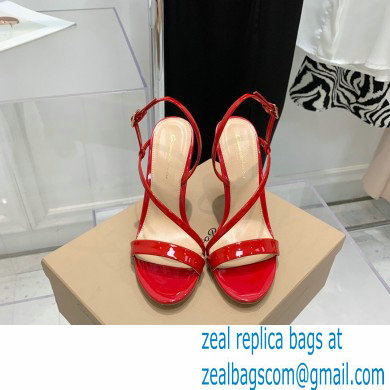 Gianvito Rossi Heel 10.5cm Manhattan Patent Leather Sandals Red 2022 - Click Image to Close