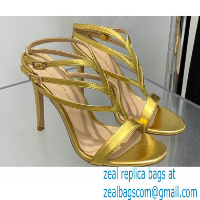 Gianvito Rossi Heel 10.5cm T-strap Sandals Metallic Gold 2022 - Click Image to Close