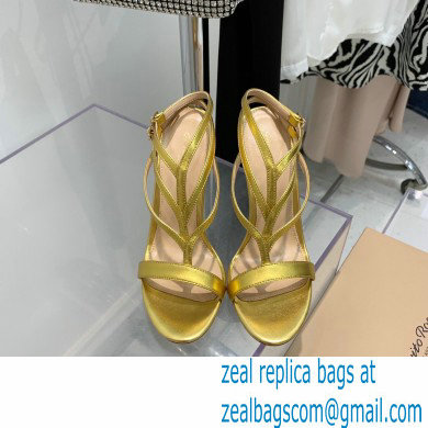 Gianvito Rossi Heel 10.5cm T-strap Sandals Metallic Gold 2022 - Click Image to Close