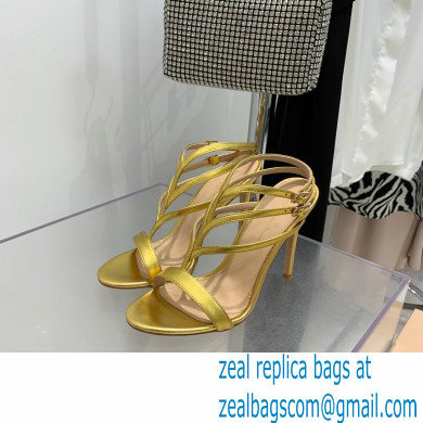 Gianvito Rossi Heel 10.5cm T-strap Sandals Metallic Gold 2022 - Click Image to Close