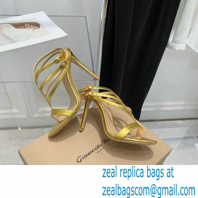 Gianvito Rossi Heel 10.5cm T-strap Sandals Metallic Gold 2022 - Click Image to Close