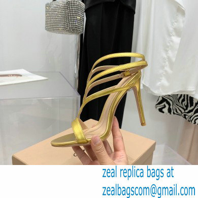 Gianvito Rossi Heel 10.5cm T-strap Sandals Metallic Gold 2022 - Click Image to Close