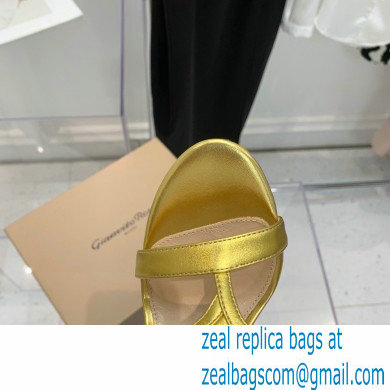 Gianvito Rossi Heel 10.5cm T-strap Sandals Metallic Gold 2022 - Click Image to Close