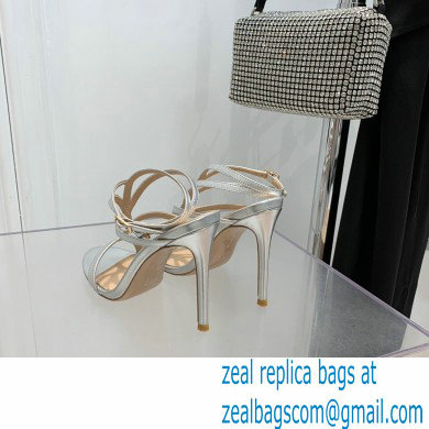 Gianvito Rossi Heel 10.5cm T-strap Sandals Metallic Silver 2022 - Click Image to Close