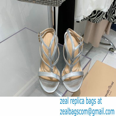 Gianvito Rossi Heel 10.5cm T-strap Sandals Metallic Silver 2022 - Click Image to Close