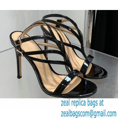 Gianvito Rossi Heel 10.5cm T-strap Sandals Patent Black 2022 - Click Image to Close