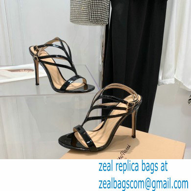 Gianvito Rossi Heel 10.5cm T-strap Sandals Patent Black 2022 - Click Image to Close