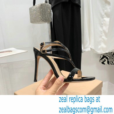 Gianvito Rossi Heel 10.5cm T-strap Sandals Patent Black 2022 - Click Image to Close