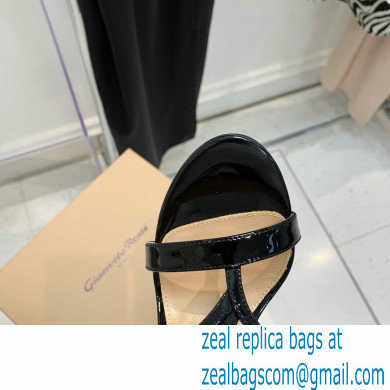 Gianvito Rossi Heel 10.5cm T-strap Sandals Patent Black 2022 - Click Image to Close