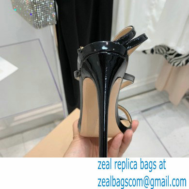 Gianvito Rossi Heel 10.5cm T-strap Sandals Patent Black 2022 - Click Image to Close