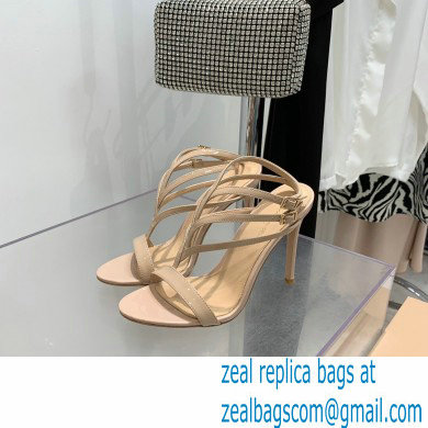 Gianvito Rossi Heel 10.5cm T-strap Sandals Patent Nude 2022 - Click Image to Close