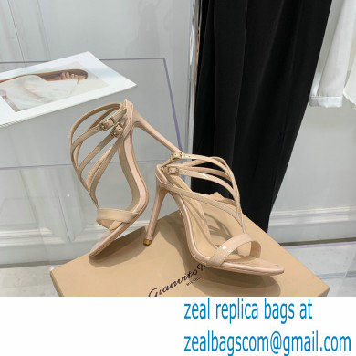 Gianvito Rossi Heel 10.5cm T-strap Sandals Patent Nude 2022 - Click Image to Close