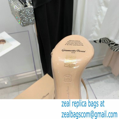 Gianvito Rossi Heel 10.5cm T-strap Sandals Patent Nude 2022 - Click Image to Close
