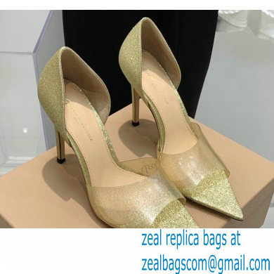 Gianvito Rossi Heel 10.5cm TPU BREE Plexi Sandals PVC Glitter Gold 2022 - Click Image to Close