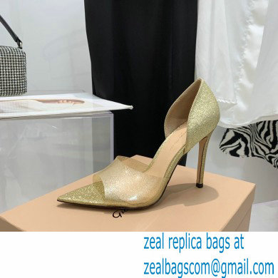Gianvito Rossi Heel 10.5cm TPU BREE Plexi Sandals PVC Glitter Gold 2022 - Click Image to Close