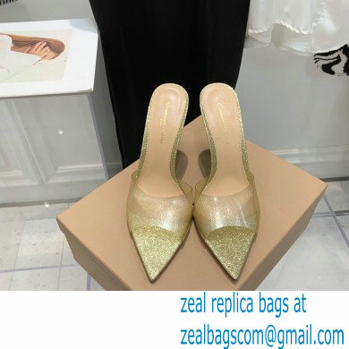 Gianvito Rossi Heel 10.5cm TPU Plexi ELLE Mules PVC Glitter Gold 2022 - Click Image to Close
