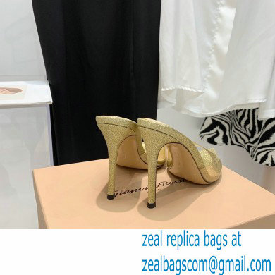 Gianvito Rossi Heel 10.5cm TPU Plexi ELLE Mules PVC Glitter Gold 2022