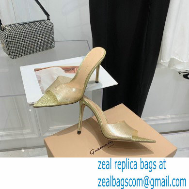 Gianvito Rossi Heel 10.5cm TPU Plexi ELLE Mules PVC Glitter Gold 2022