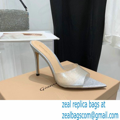 Gianvito Rossi Heel 10.5cm TPU Plexi ELLE Mules PVC Glitter Silver 2022 - Click Image to Close