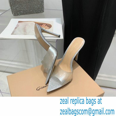 Gianvito Rossi Heel 10.5cm TPU Plexi ELLE Mules PVC Glitter Silver 2022