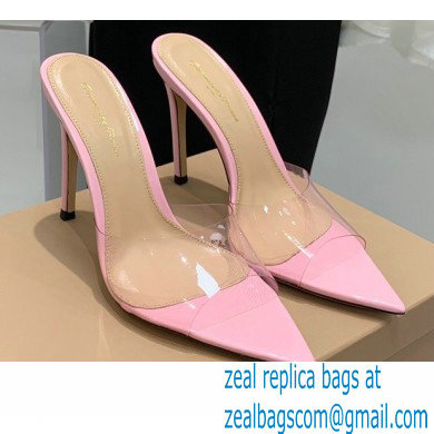 Gianvito Rossi Heel 10.5cm TPU Plexi ELLE Mules PVC Pink 2022 - Click Image to Close