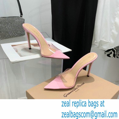 Gianvito Rossi Heel 10.5cm TPU Plexi ELLE Mules PVC Pink 2022 - Click Image to Close