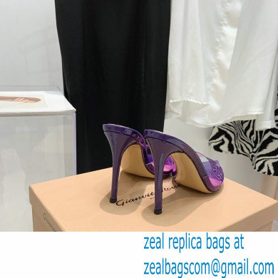 Gianvito Rossi Heel 10.5cm TPU Plexi ELLE Mules PVC Purple 2022 - Click Image to Close