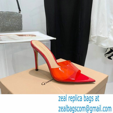 Gianvito Rossi Heel 10.5cm TPU Plexi ELLE Mules PVC Red 2022 - Click Image to Close