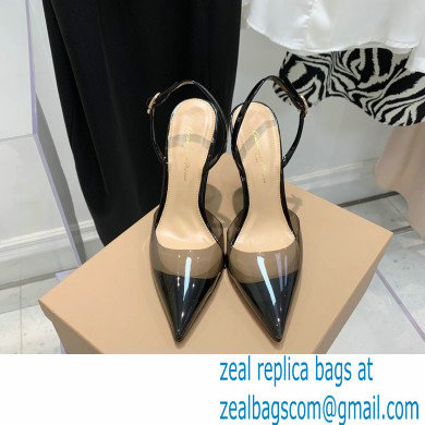 Gianvito Rossi Heel 10.5cm TPU Plexi Ribbon d'Orsay Slingback Pumps PVC Black 2022 - Click Image to Close