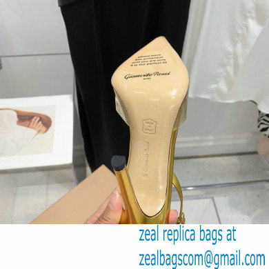 Gianvito Rossi Heel 10.5cm TPU Plexi Ribbon d'Orsay Slingback Pumps PVC Glitter Gold 2022 - Click Image to Close