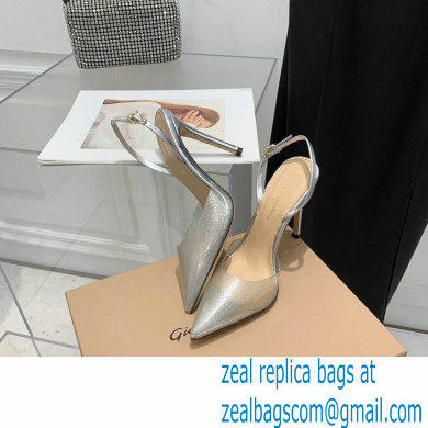 Gianvito Rossi Heel 10.5cm TPU Plexi Ribbon d'Orsay Slingback Pumps PVC Glitter Silver 2022