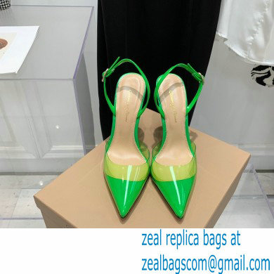 Gianvito Rossi Heel 10.5cm TPU Plexi Ribbon d'Orsay Slingback Pumps PVC Green 2022