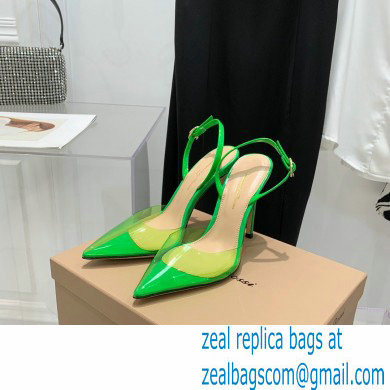 Gianvito Rossi Heel 10.5cm TPU Plexi Ribbon d'Orsay Slingback Pumps PVC Green 2022