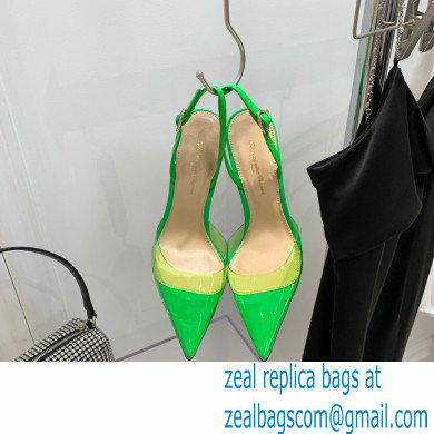 Gianvito Rossi Heel 10.5cm TPU Plexi Ribbon d'Orsay Slingback Pumps PVC Green 2022 - Click Image to Close