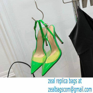 Gianvito Rossi Heel 10.5cm TPU Plexi Ribbon d'Orsay Slingback Pumps PVC Green 2022