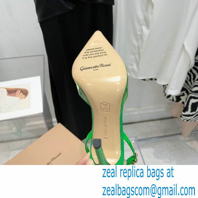 Gianvito Rossi Heel 10.5cm TPU Plexi Ribbon d'Orsay Slingback Pumps PVC Green 2022 - Click Image to Close