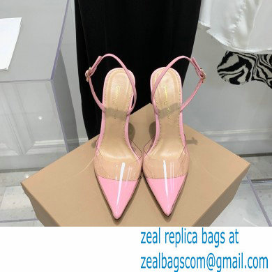 Gianvito Rossi Heel 10.5cm TPU Plexi Ribbon d'Orsay Slingback Pumps PVC Pink 2022 - Click Image to Close