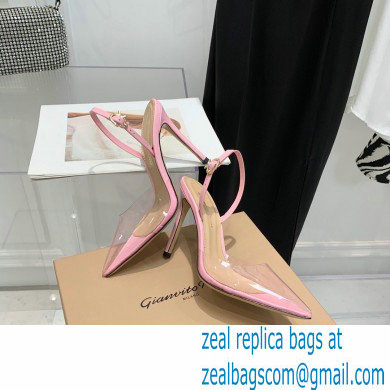 Gianvito Rossi Heel 10.5cm TPU Plexi Ribbon d'Orsay Slingback Pumps PVC Pink 2022 - Click Image to Close