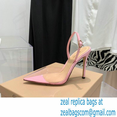 Gianvito Rossi Heel 10.5cm TPU Plexi Ribbon d'Orsay Slingback Pumps PVC Pink 2022 - Click Image to Close