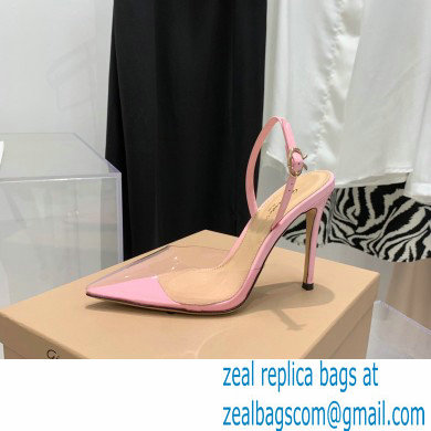 Gianvito Rossi Heel 10.5cm TPU Plexi Ribbon d'Orsay Slingback Pumps PVC Pink 2022