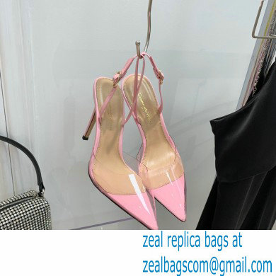 Gianvito Rossi Heel 10.5cm TPU Plexi Ribbon d'Orsay Slingback Pumps PVC Pink 2022