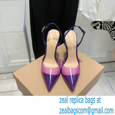 Gianvito Rossi Heel 10.5cm TPU Plexi Ribbon d'Orsay Slingback Pumps PVC Purple 2022