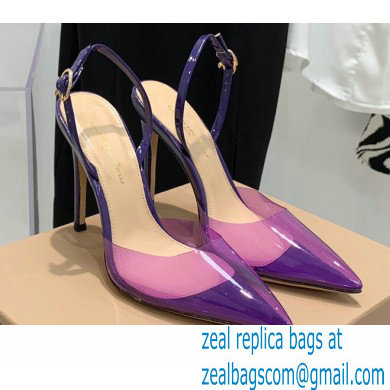 Gianvito Rossi Heel 10.5cm TPU Plexi Ribbon d'Orsay Slingback Pumps PVC Purple 2022 - Click Image to Close