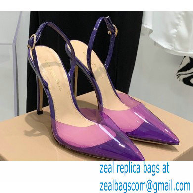 Gianvito Rossi Heel 10.5cm TPU Plexi Ribbon d'Orsay Slingback Pumps PVC Purple 2022