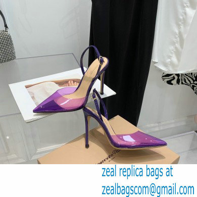 Gianvito Rossi Heel 10.5cm TPU Plexi Ribbon d'Orsay Slingback Pumps PVC Purple 2022