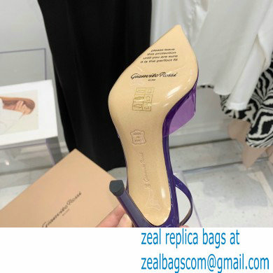 Gianvito Rossi Heel 10.5cm TPU Plexi Ribbon d'Orsay Slingback Pumps PVC Purple 2022 - Click Image to Close