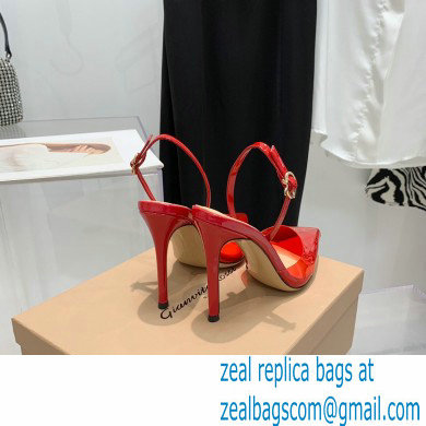 Gianvito Rossi Heel 10.5cm TPU Plexi Ribbon d'Orsay Slingback Pumps PVC Red 2022