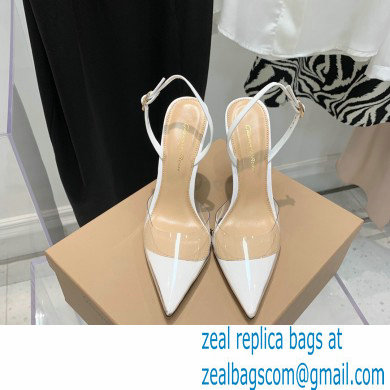 Gianvito Rossi Heel 10.5cm TPU Plexi Ribbon d'Orsay Slingback Pumps PVC White 2022